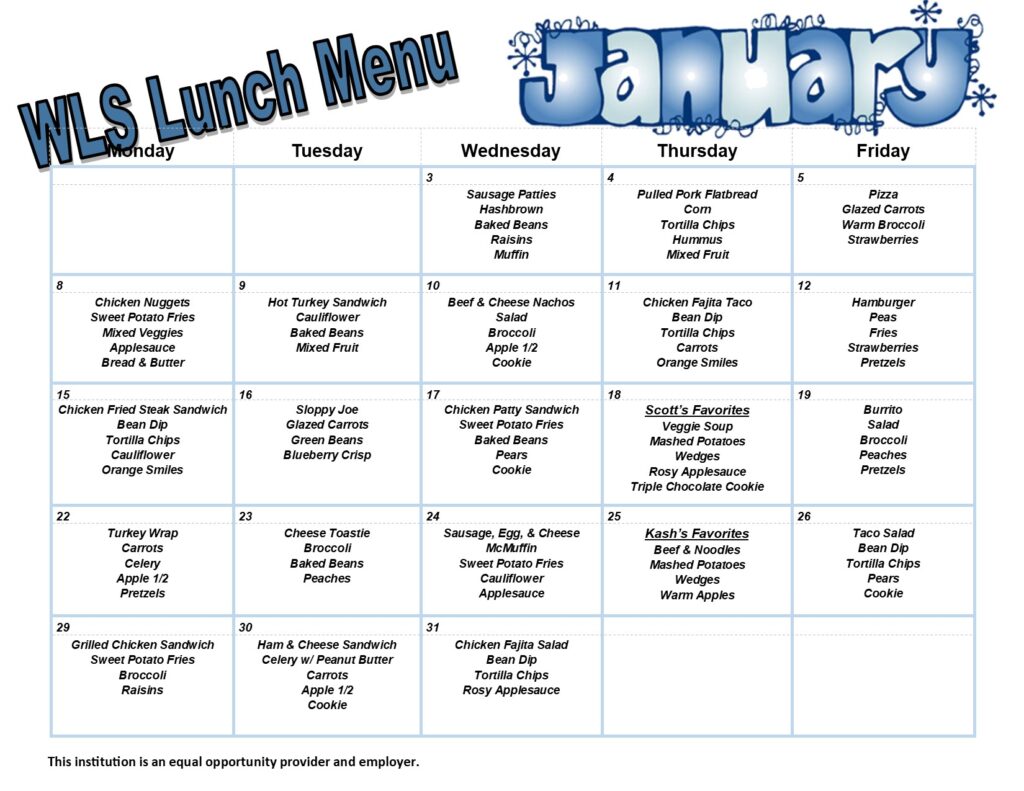 Lunch Menu - Woodburn Lutheran School